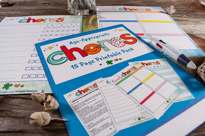 Want a chores list with chore suggestions by age and includes a FREE editable, printable chore chart template? Check out this age appropriate chore list!